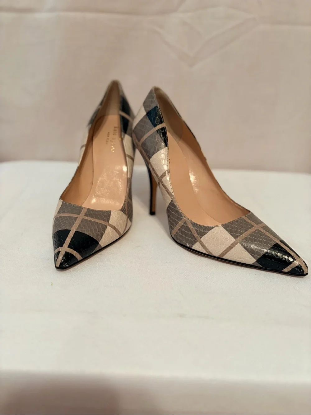 Kate Spade New York Licorice Plaid Snakeskin Stiletto Pumps